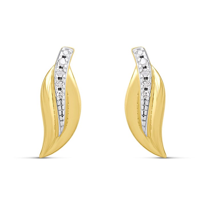 My Diamonds Gold Plated  Silver Diamond Swirl Stud Earrings - D99308