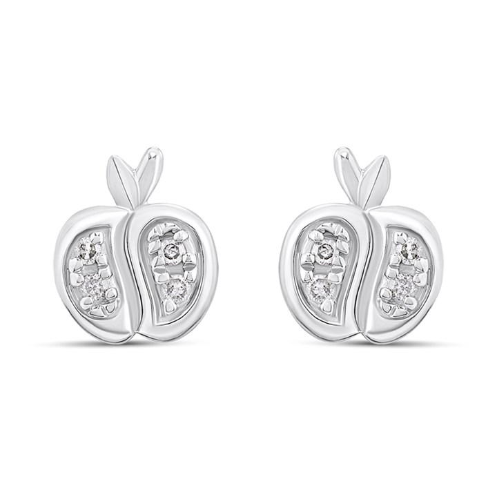 My Diamonds Silver Diamond-Set Apple Stud Earrings - D99311