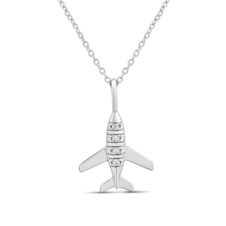 My Diamonds Silver Diamond-Set Plane Necklace - D99313