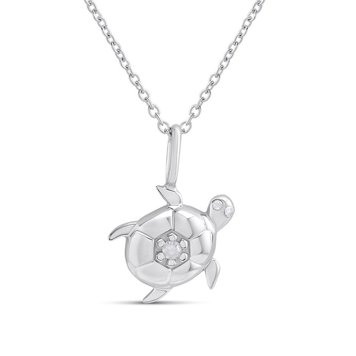 My Diamonds Silver Diamond-Set Turtle Necklace - D99314