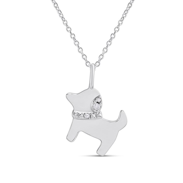 My Diamonds Silver Diamond-Set Dog Necklace - D99315