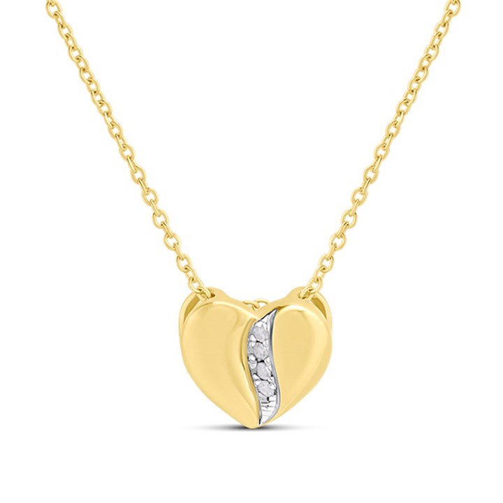 My Diamonds Gold Plated And Silver Diamond-Set Heart Necklace - D99316
