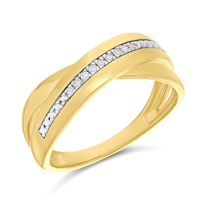 My Diamonds Gold Plated Silver Diamond Set Crossover Ring - D99321