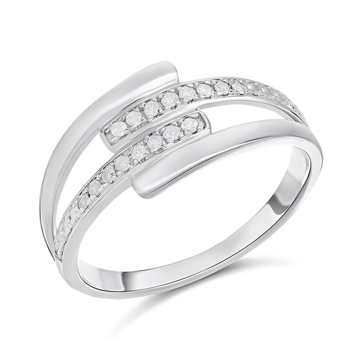 My Diamonds Silver Diamond-Set Inter-Locking Ring - D99322