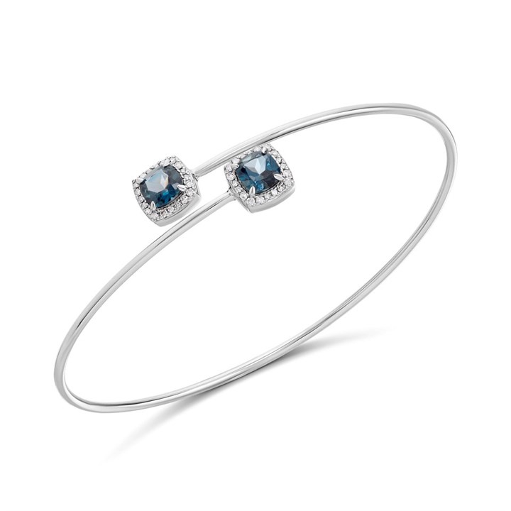 My Diamonds Silver Diamond London Blue Topaz Torc Bangle - D99325