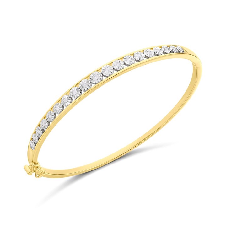 My Diamonds Gold Plated & Silver Diamond-Set Bangle-22pts - D99326