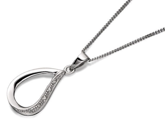 My Diamonds Silver Diamond Teardrop Necklace - D9967
