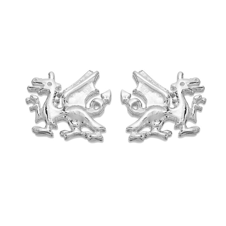 Silver Welsh Dragon Stud Earrings - 7mm - F01004