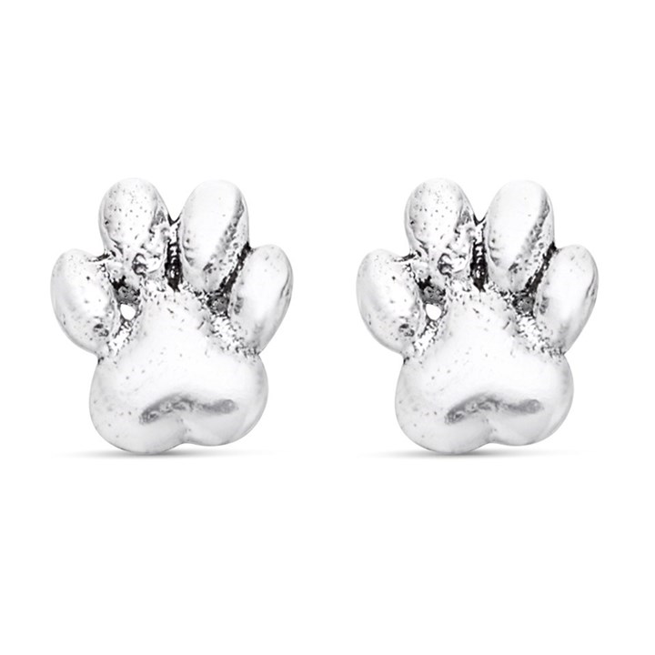 Silver Bunny Paw Stud Earrings - 7mm - F01011