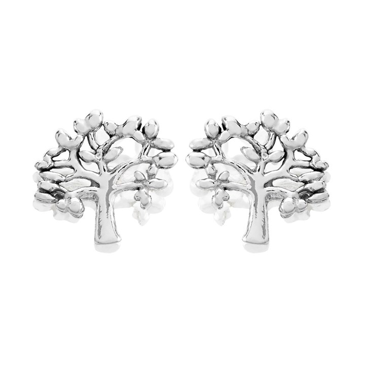 Silver Tree Of Life Stud Earrings - 7mm - F01015