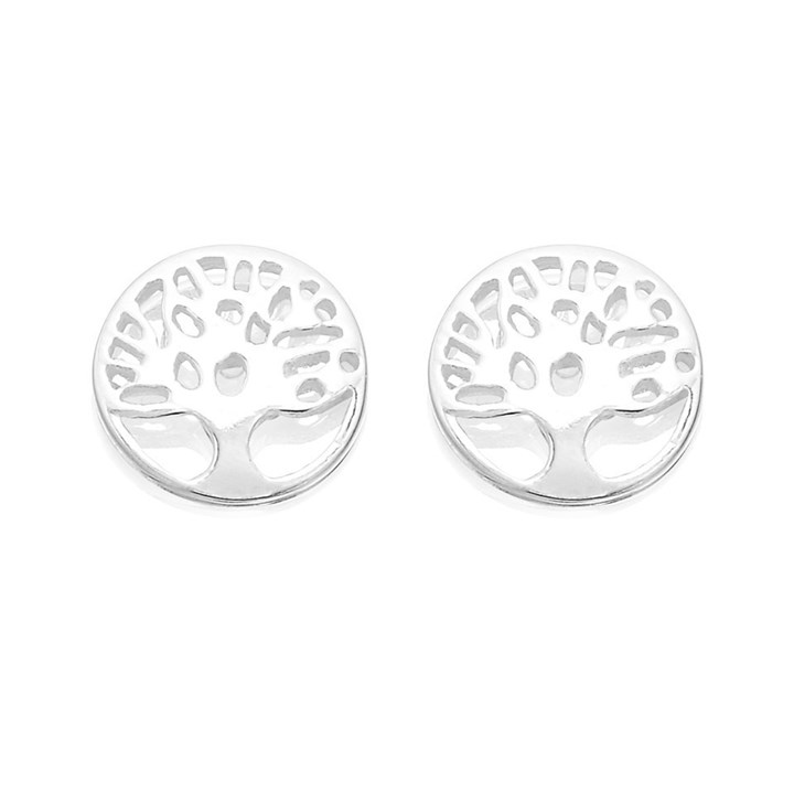Silver F.Hinds Tree Of Life Stud Earrings - 8mm - F0121