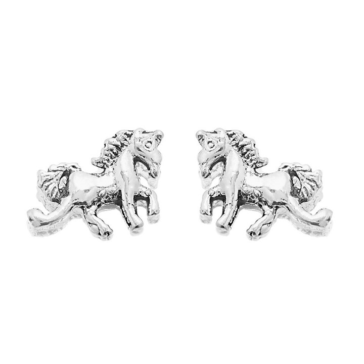 Silver Unicorn Stud Earrings - 10mm - F0126