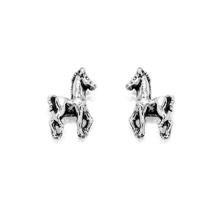 Silver Horse Stud Earrings - 8mm - F0129