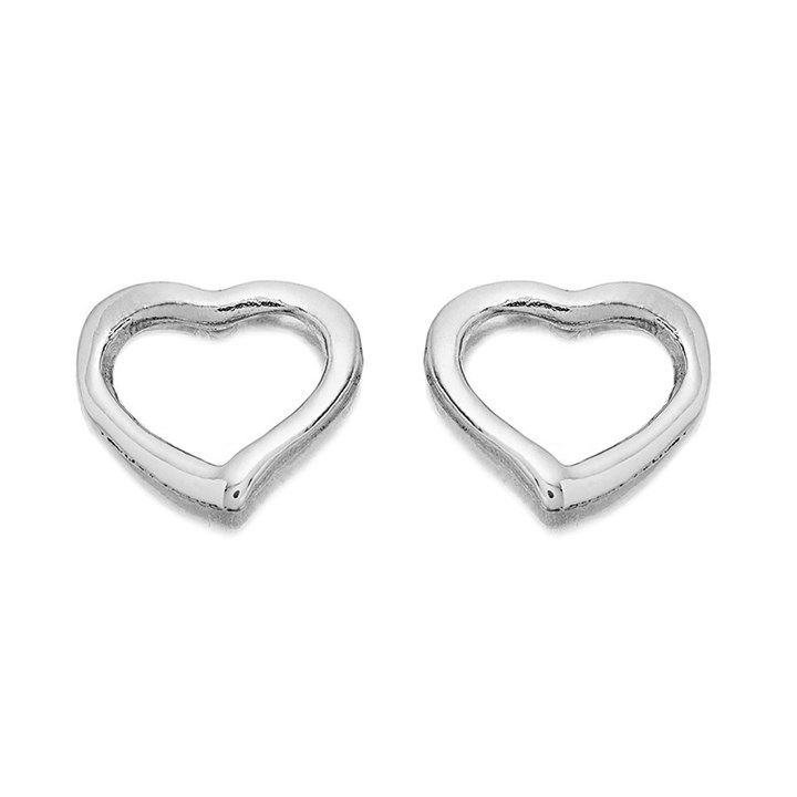Silver Heart Stud Earrings - 10mm - F0211