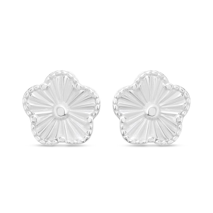 Silver Flower Stud Earrings - F0242