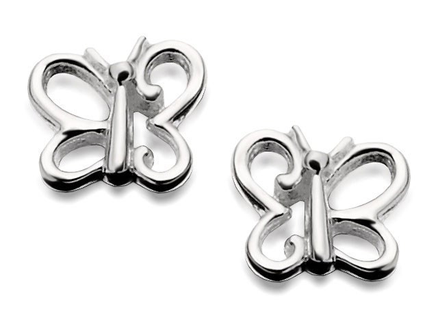 Silver Butterfly Stud Earrings - 7mm - F0261