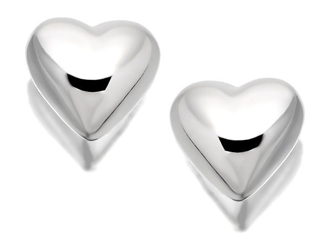 Silver Curvy Heart Stud Earrings - 7mm - F0264