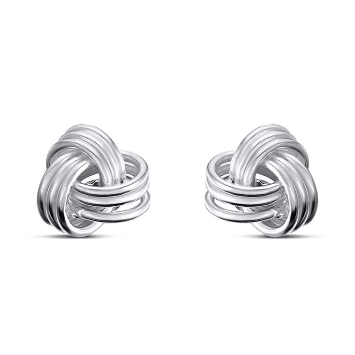 Silver Knot Triple Wire Stud Earrings - F0266