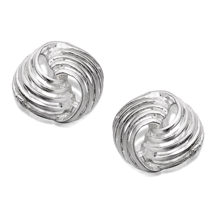 Silver Swirl Knot Stud Earrings - 12mm - F0275