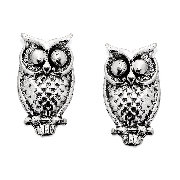 Silver Owl Stud Earrings 10mm F0277 F.Hinds Jewellers