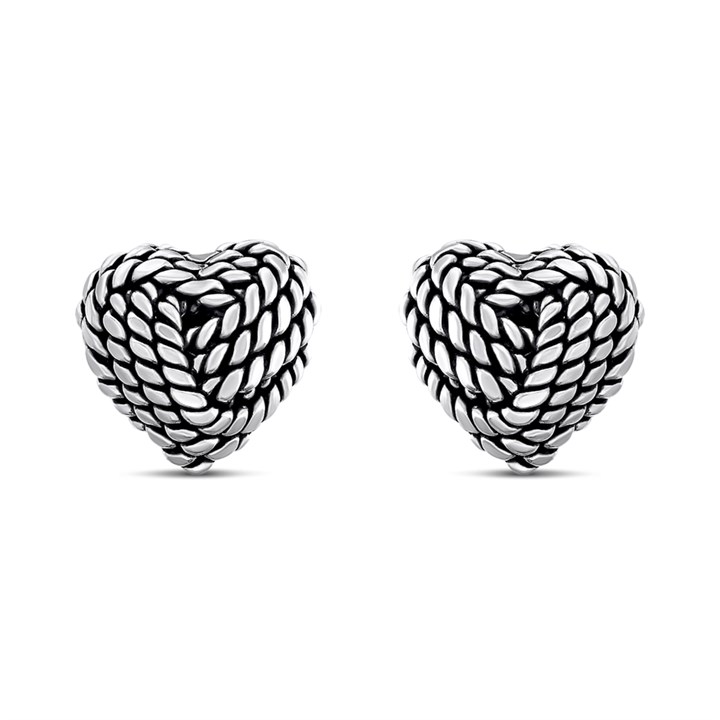 Silver Knot Heart Stud Earrings - F0279