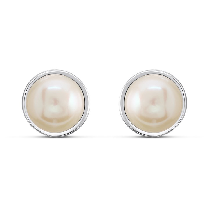 Silver Cultured Freshwater Pearl 5.5-6mm Stud Earrings - F03119