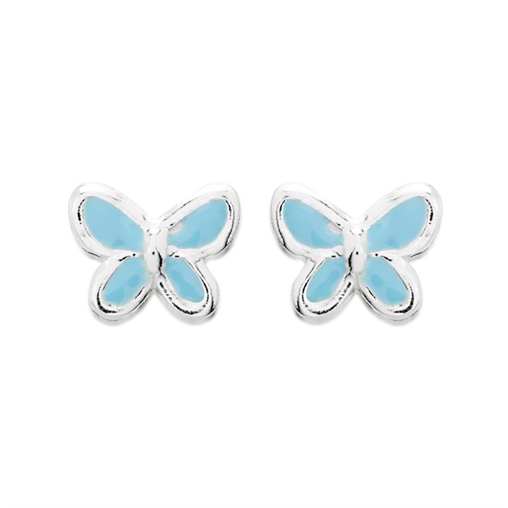 Silver Blue Butterfly Stud Earrings - 5mm - F04045