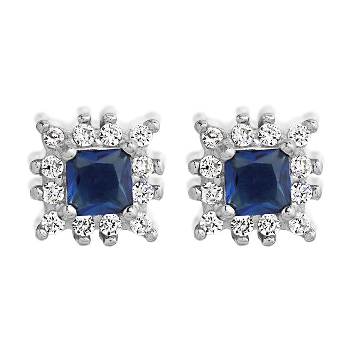 Silver Cubic Zirconia Cluster Stud Earrings - 5mm - F04047