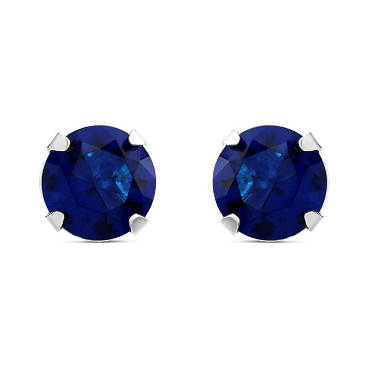 Silver Blue Cubic Zirconia Stud Earrings - 10mm - F04061
