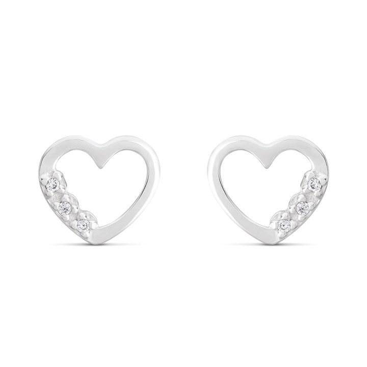 Silver Heart Cubic Zirconia Earrings - 7mm - F04062