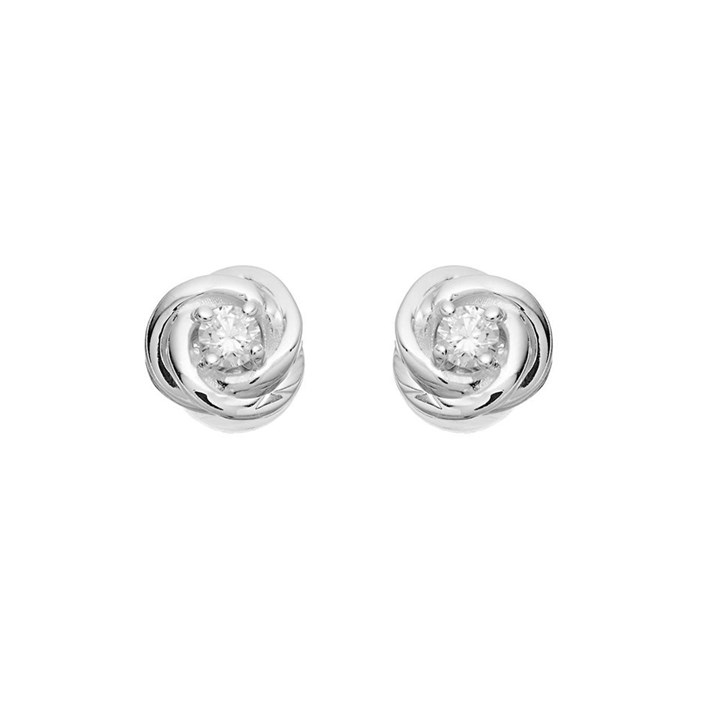 Silver Cubic Zirconia Knot Stud Earrings - 6mm - F04104