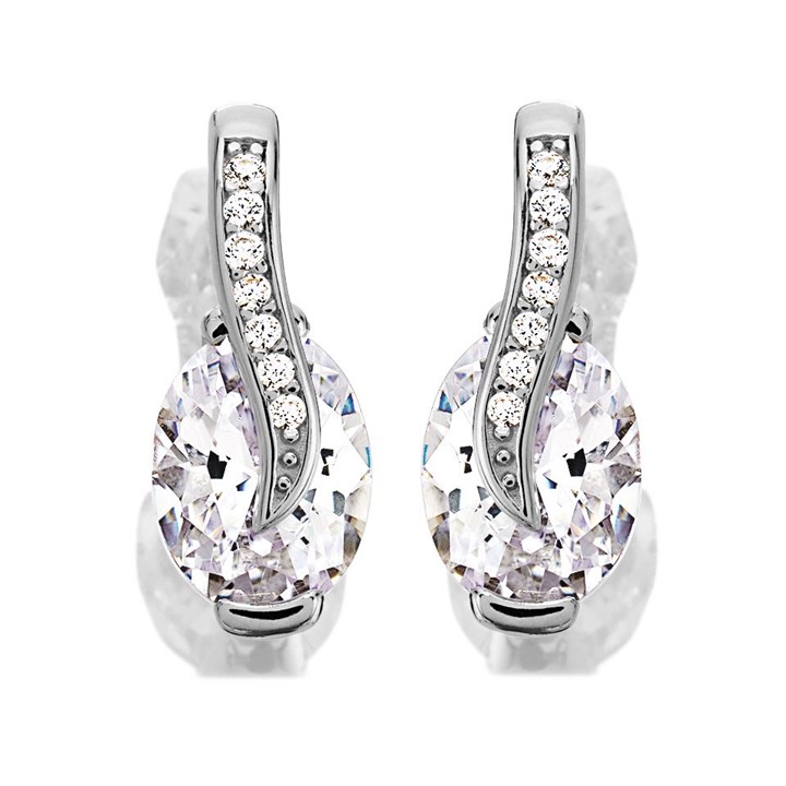 Silver Cubic Zirconia Stud Earrings - 13mm - F04155