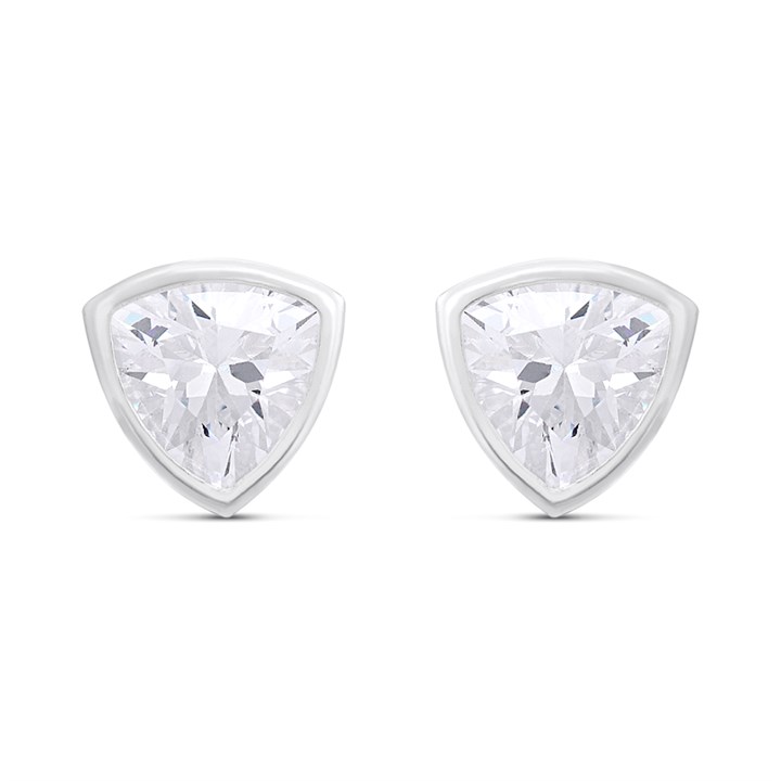 Silver Trillion CZ Stud Earrings- 7mm - F04250