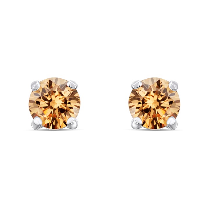 Silver Champagne CZ Stud Earrings- 5mm - F04251