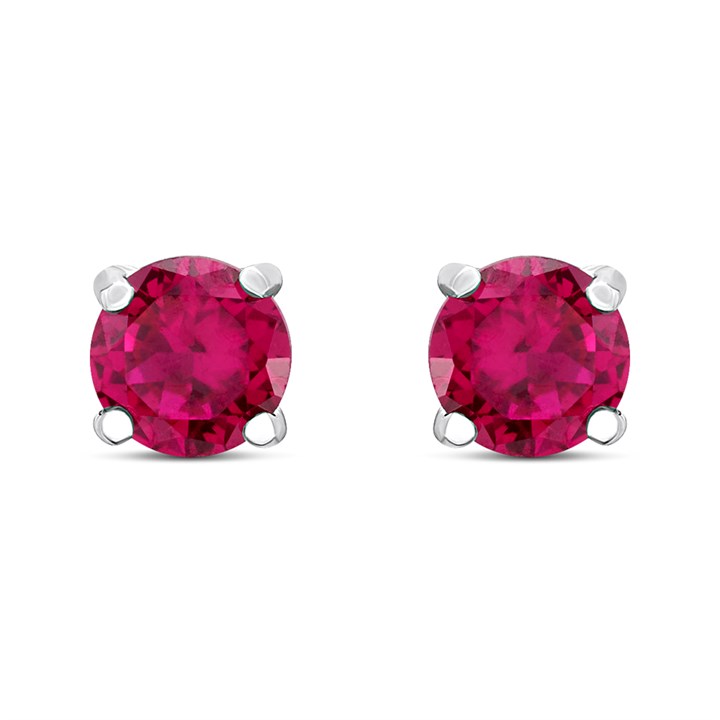 Silver Red CZ Stud Earrings- 5mm - F04252