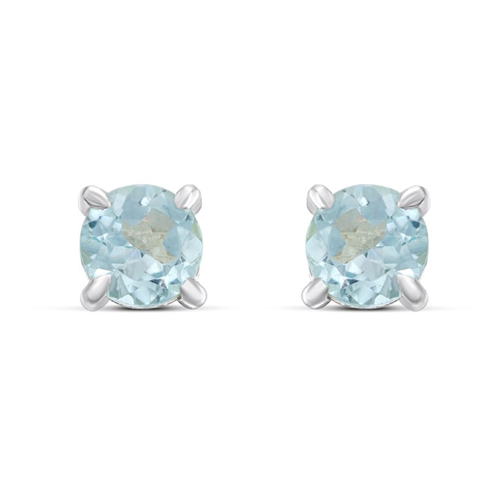 Silver Blue Topaz Stud Earrings - F04258