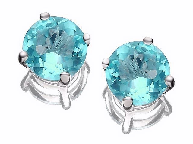 Silver Turquoise Cubic Zirconia Stud Earrings - 6mm - F0432