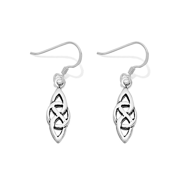 Silver Celtic Hook Wire Earrings - 30mm drop - F05001