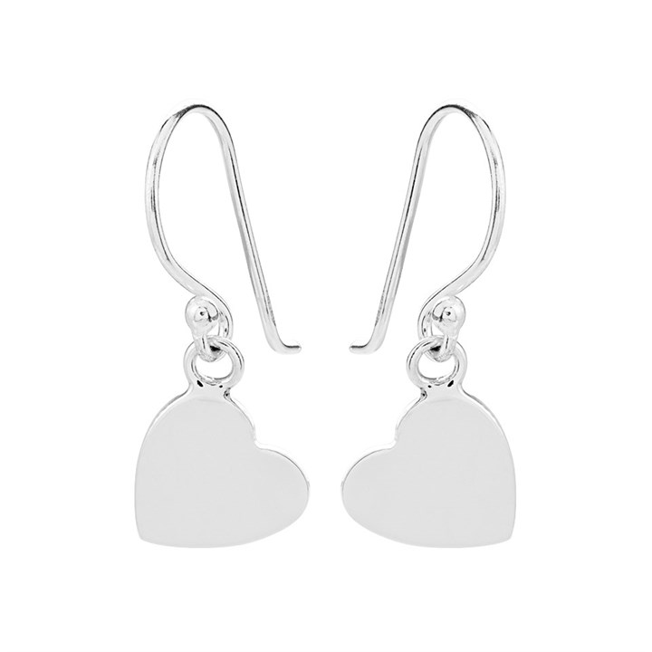 Silver Heart Hook Wire Earrings - 22mm drop - F05020