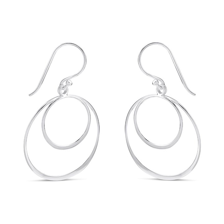 Silver Circles Drop Earrings - F05025