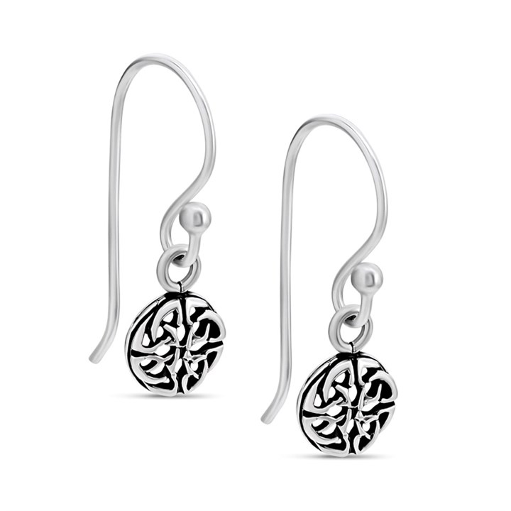 Silver Celtic Circle Drop Earrings - 6mm - F05027
