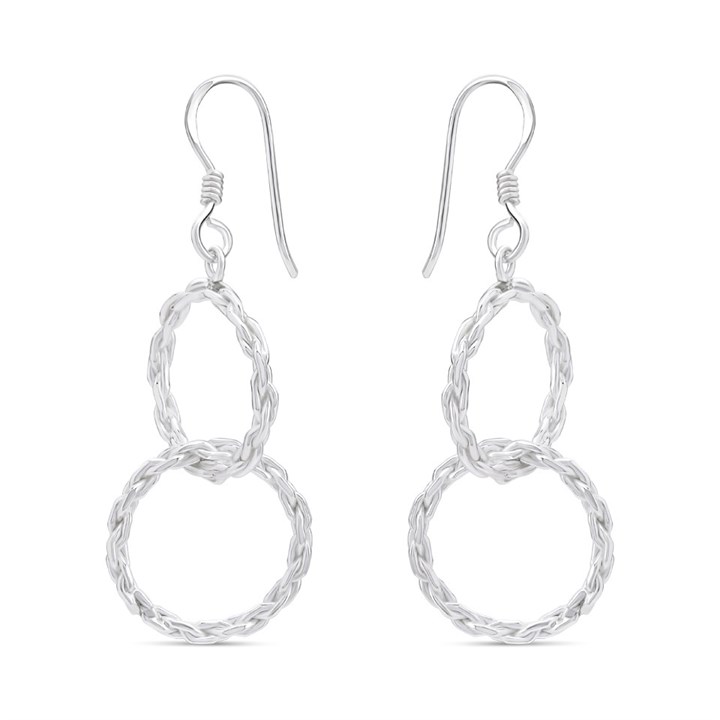Silver Circles Drop Earrings - F05028