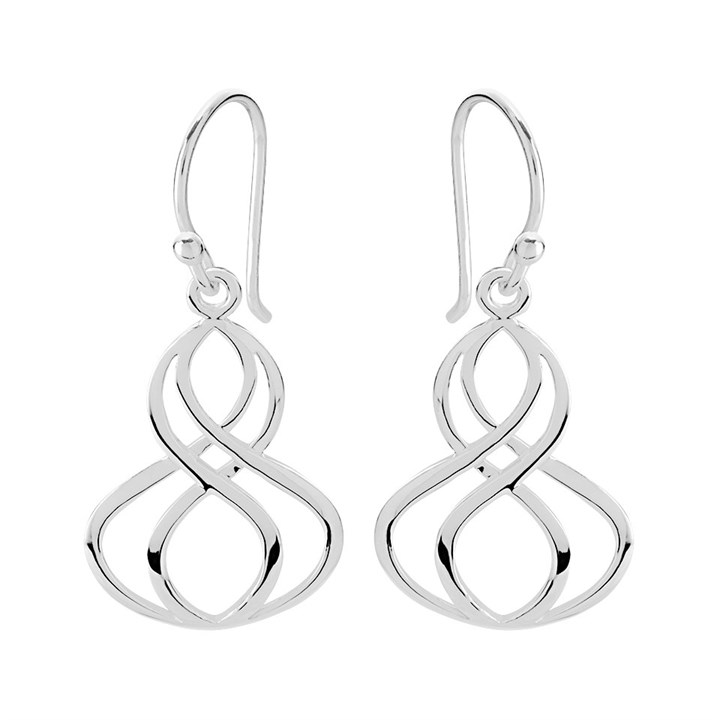 Silver Figure Of Eight Hook Wire Earrings - 34mm drop - F05106