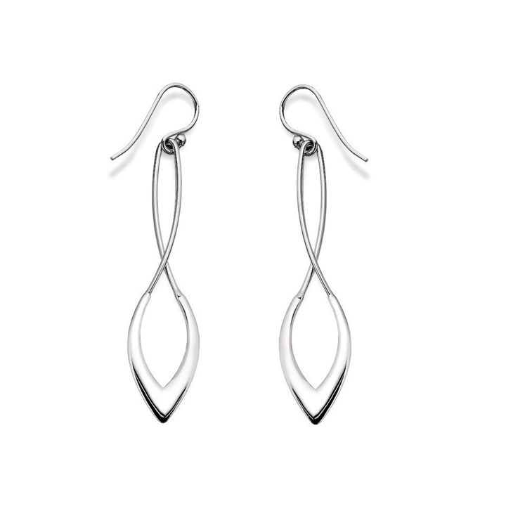Silver Figure Of Eight Drop Earrings - 57mm drop - F0518