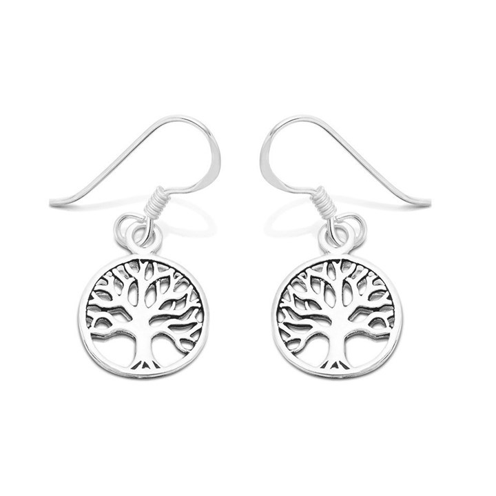 Silver Eternal Tree Hook Wire Earrings - 30mm drop - F0546