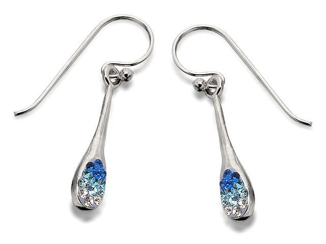 Silver Crystal Hook Wire Drop Earrings - 24mm drop - F0781