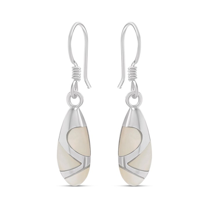 Silver Mother Of Pearl Drop Earrings - F0884