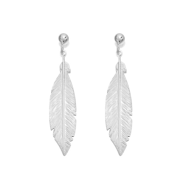 Silver Leaf Drop Earrings - 47mm drop - F10004