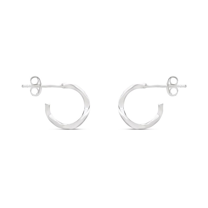 Silver Wave Half Hoop Earrings - 12mm - F10013