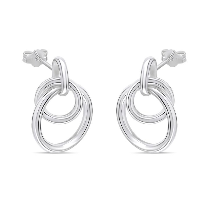 Silver Circles Drop Earrings - 18mm - F10017